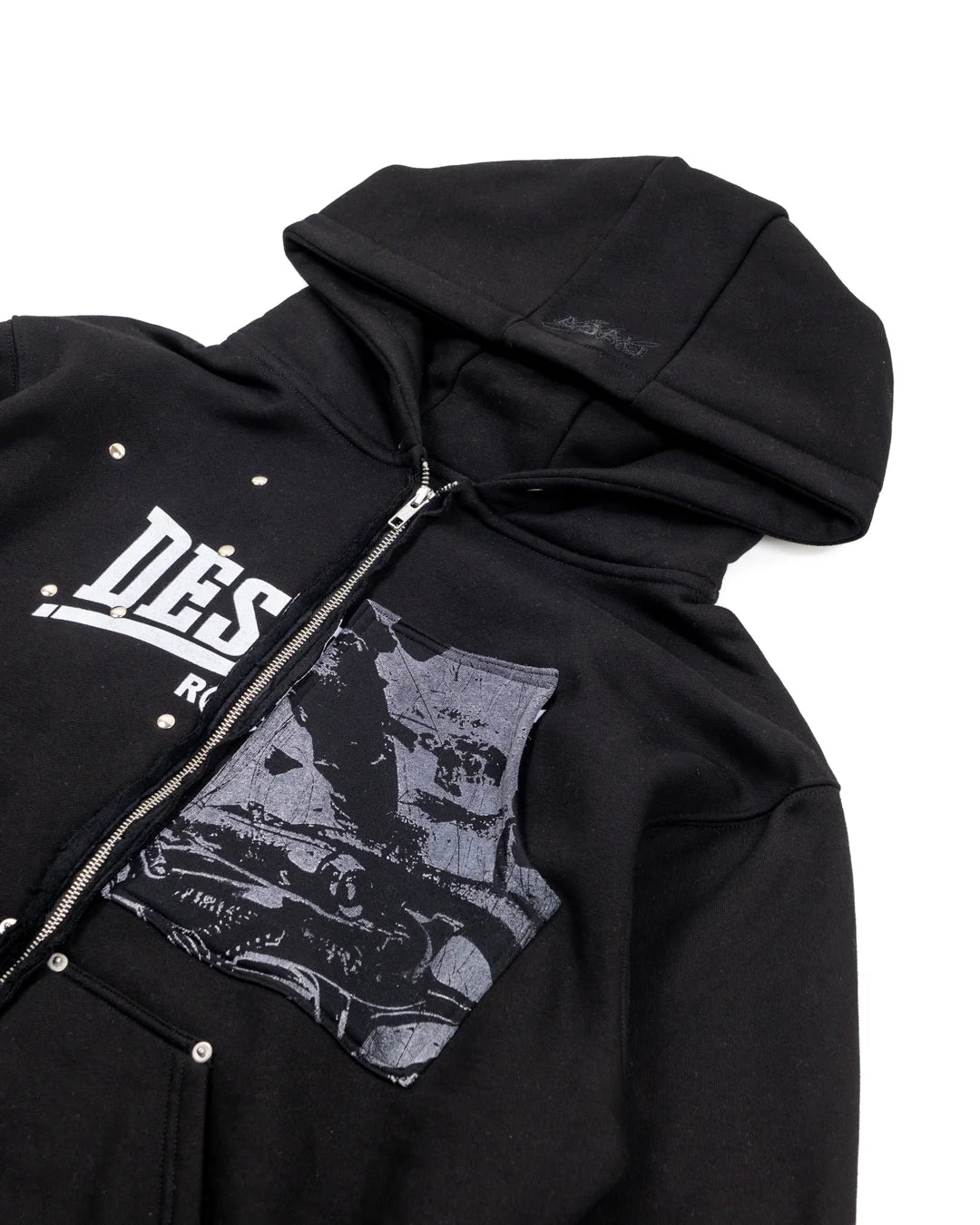 DESTROY RACISM (SWALLOW YOUR PRIDE) APPLIQUE HOODIE